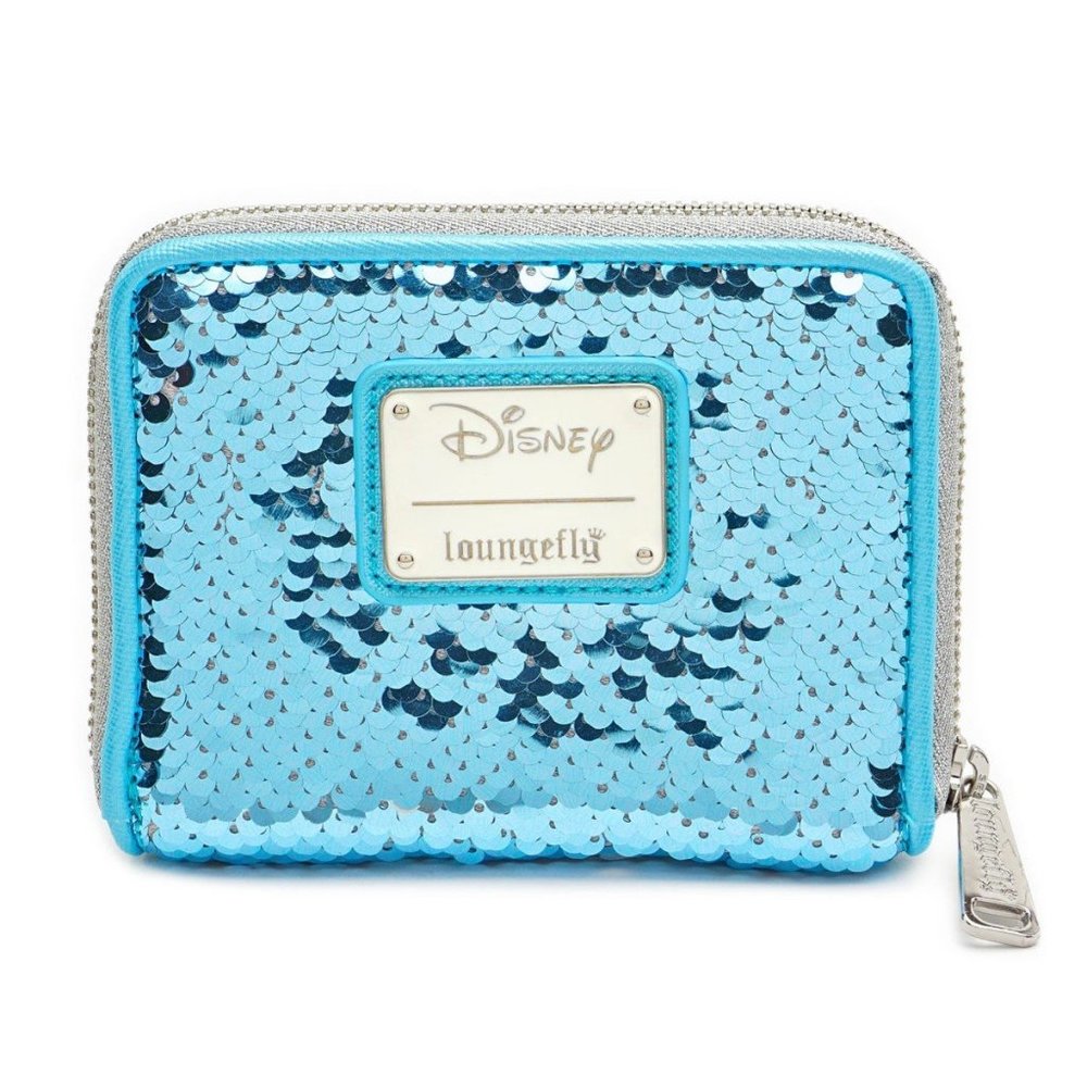 loungefly x disney frozen elsa reversible sequin wallet